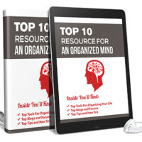 Ebook and tablet displaying "Top 10 Resource for an Organized Mind.