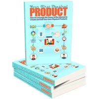 Stack of books on product creation and internet sales.