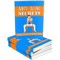 Stack of "Anti-Aging Secrets" books with woman on cover.