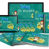 Bing to Riches" marketing materials displayed on various devices.