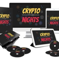 Crypto Nights" multimedia product kit on various devices.