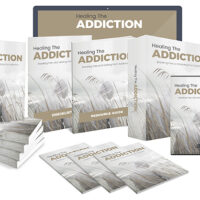 Addiction recovery book series and digital guides display.