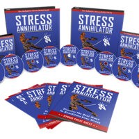 Collection of "Stress Annihilator" self-help books and CDs.