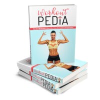 Workout Pedia book cover with enthusiastic female fitness instructor.