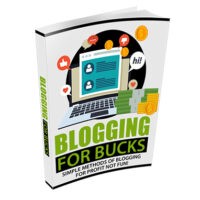 Blogging for Bucks book cover with laptop and coins.