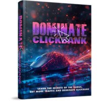 Dominate ClickBank book cover with vibrant digital graphics.