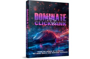 Dominate Clickbank" eBook cover with glowing mouse graphic.