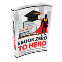 Ebook guide cover, superhero theme, titled Ebook Zero to Hero.