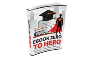 Ebook Zero to Hero cover featuring superhero and cityscape.