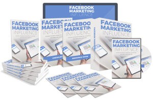 Collection of "Facebook Marketing Influence" books and DVDs.