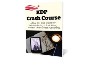 KDP Crash Course book cover with candle and Kindle display.