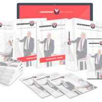 Leadership and influence training materials with business presentation images.
