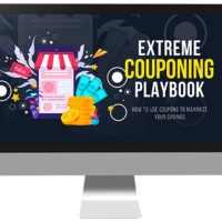 E-book on extreme couponing strategies displayed on computer screen.