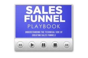 Audio player displaying 'Sales Funnel Playbook' guide cover.