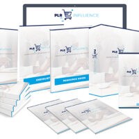 PLR Influence product packages with books and DVDs displayed.