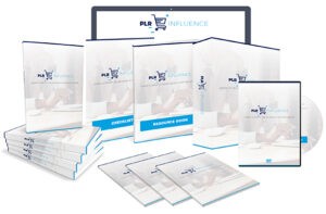 PLR Influence product packages with books and DVDs displayed.