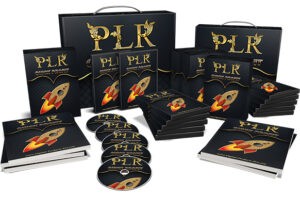 Collection of PLR books, bags, and discs set.