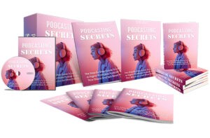Podcasting Secrets book series with CD and promotional materials.