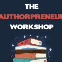 Promotional graphic for "The Authorpreneur Workshop" with stacked books.