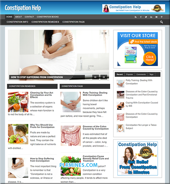 Constipation Help Niche PLR Blog