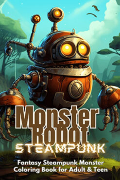 Steampunk Monster Robot Adult Coloring Book
