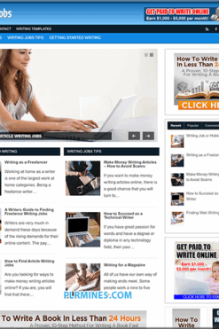 Writing Jobs Niche WP Website